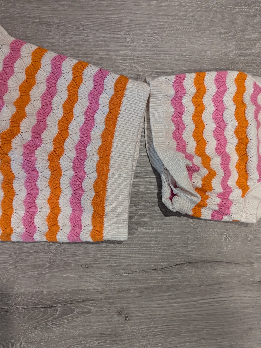 Rare Editions White Pink Orange Knit Kids Matching Set